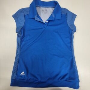 Adidas Kids Golf Polo Shirt Blue Polka Dot‎ Short Sleeve Activewear Top